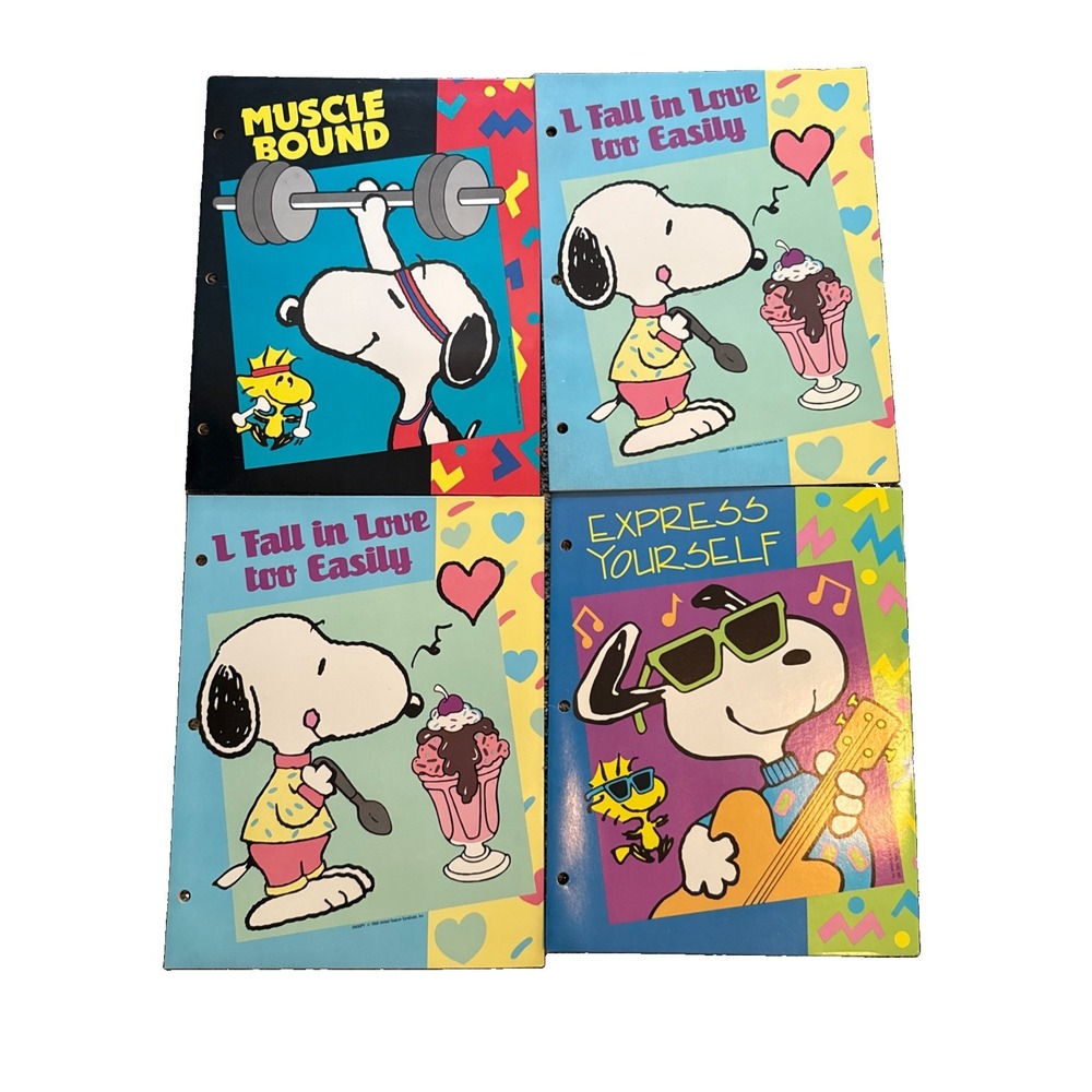 Vintage Plymouth Inc Snoopy Paper Folder Lot Of 4